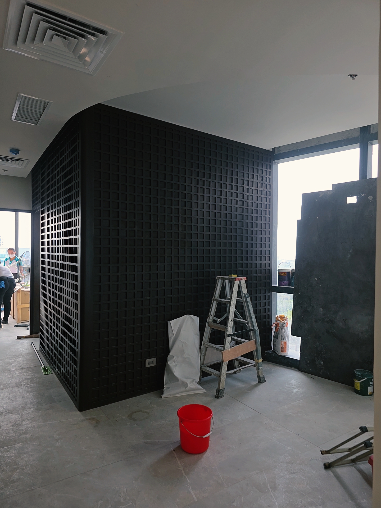 Post-construction cleaning in progress
